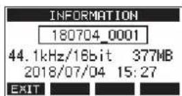 TASCAM Model 16 - Viewing song information - 1
