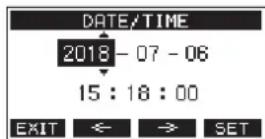 TASCAM Model 16 - Réglage de la date et de l'heure de l'horloge intégrée - 1