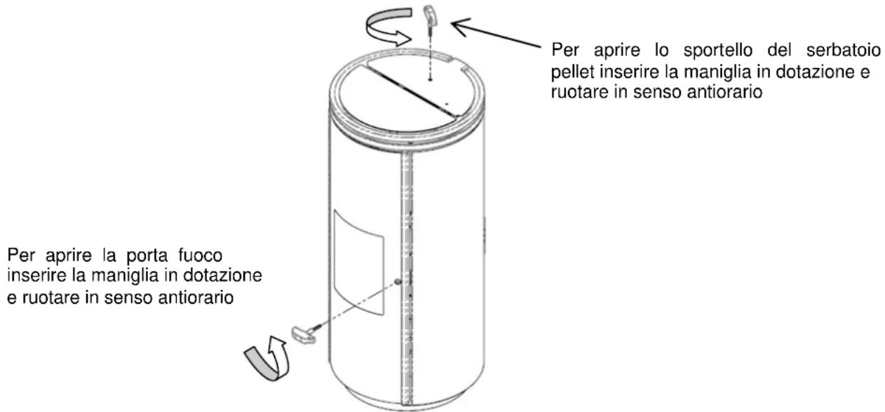 Cola Elegant Ermetica - Apertura - chiusura porta fuoco e sportello pellet della stufa a pellet mod. ELEGANT ERMETICA - 1