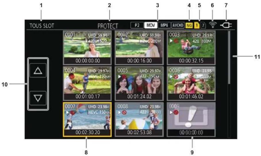 PANASONIC AGCX7 - Écran des vignettes - 1
