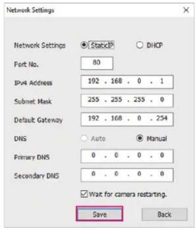 PANASONIC AGCX7 - Saisir chaque élément de réglage du réseau puis cliquer sur [Save]. - 1
