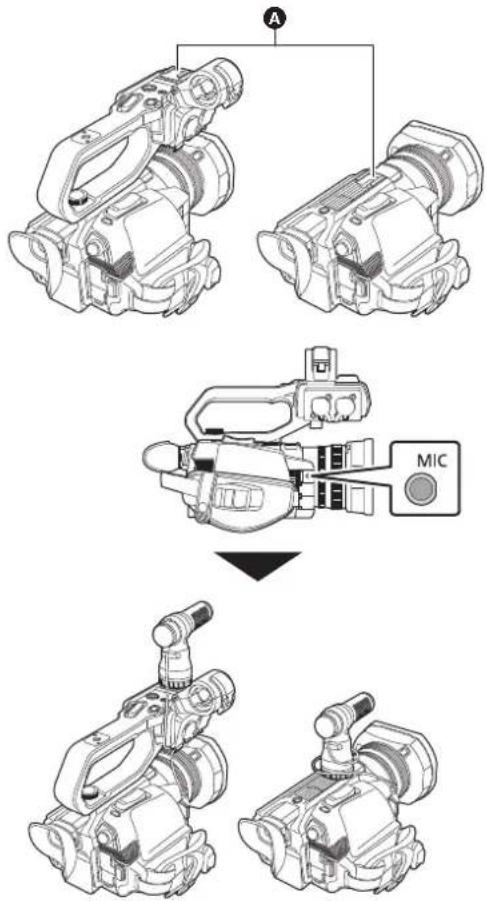 PANASONIC AGCX7 - Installer le microphone externe au porte-accessoire Ⓐ. - 1