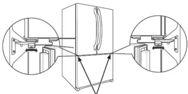 GE GNE25JMKES - NIVELACION DE LAS PUERTAS DEL REFRIGERADOR (en algunos modelos) - 3