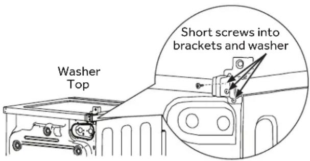 Short screws into brackets and washer Washer Top