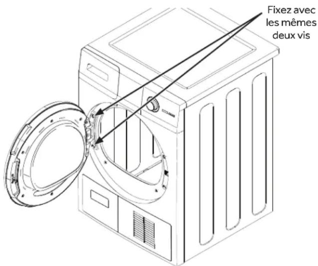 HAIER QFT15ESSNWW - TOURNEZ ET REMPLACEZ L'ASSEMBLAGE CHARNIÈRE / PORTE - 1