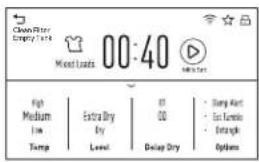 Clean Filter Empty/4.0 Meat Loads 00:40 Fight Medium Extra Dry 00 - Stay Rent Low Dry 00 - Set Turnover Temp Low Delay Dry Options
