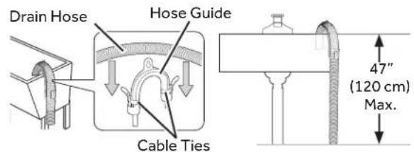 Drain Hose Hose Guide Cable Ties 47" (120 cm) Max.