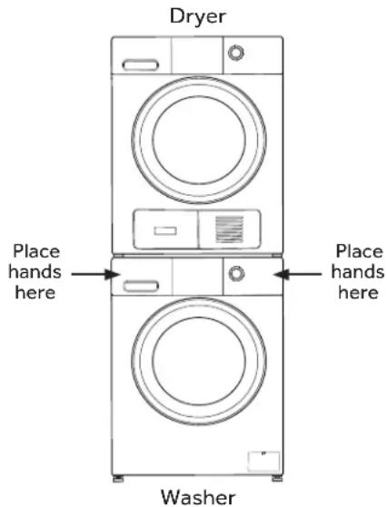 Dryer Place hands here Place hands here Washer