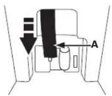 Diagram showing a mechanical or electrical component with labeled parts and directional arrows, including a section marked 'A'.