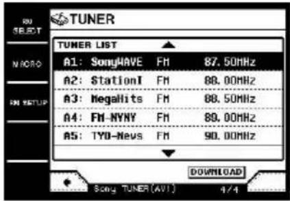 SONY STRDA7ES - To download the station names, touch  to select the following screen (screen 4/4), then touch DOWNLOAD. - 1
