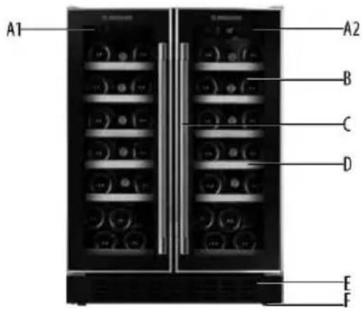 HOOVER HWCB 15 - HWCB 60D: 2 Single Zones (Left & Right)--19+19 Bottles - 1