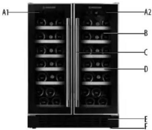 HOOVER HWCB 15 - HWCB 60D: 2 Einzelne Zonen (links und rechts)--19+19 Flaschen - 1
