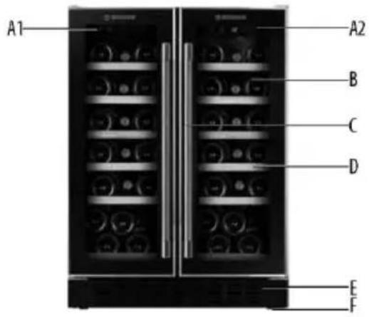 HOOVER HWCB 15 - HWCB 60D:2 Mono zona (Sinistra & destra)--19+19 Bottiglie - 1