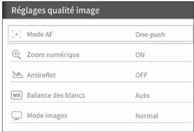 Elmo TT12F - Menu Réglage de la qualité image - 1
