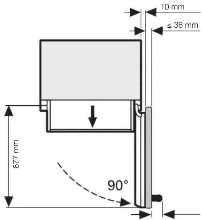 MIELE KWT 2611 Vi - Cotes avec porte ouverte (angle d'ouverture 90 °) - 1