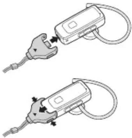 SAMSUNG WEP870 - Connecting the neckstrap headset - 1