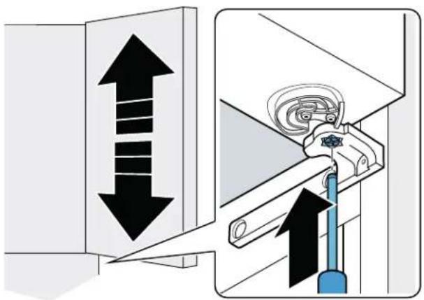 BOSCH B36CL80ENS - Ajustez le jeu horizontal entre les portes et le tiroir : - 2