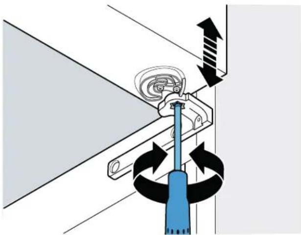BOSCH B36CL80ENS - Ajustez le jeu horizontal entre les portes et le tiroir : - 3
