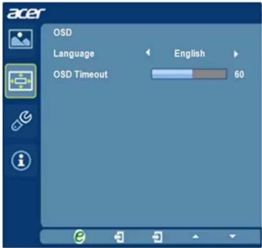 ACER BE270 - Ajuster la position du menu OSD - 1