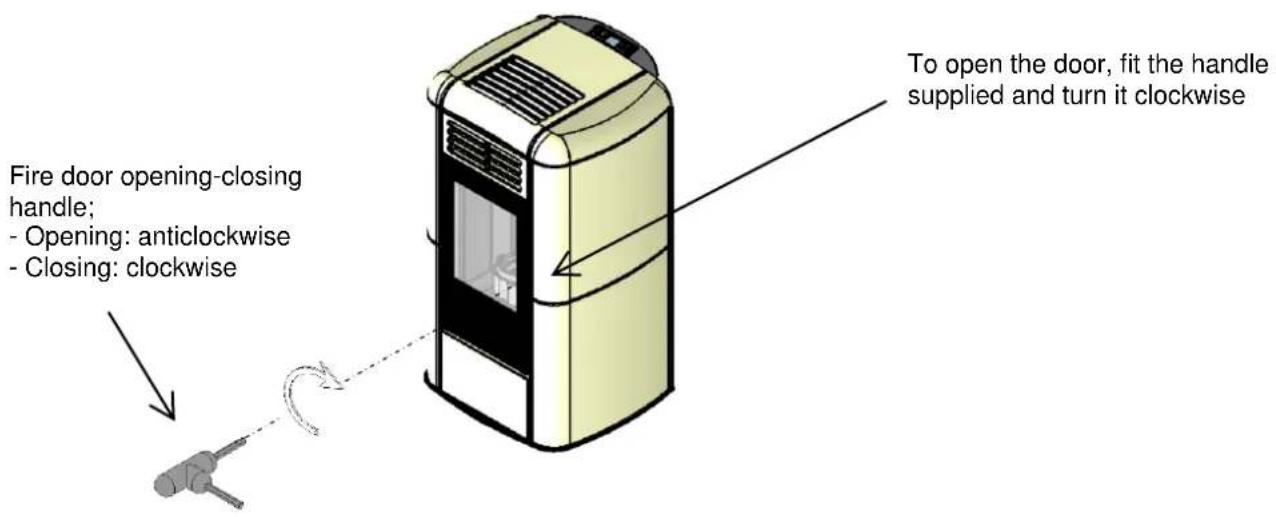 Cola Termo Charme Plus - TERMOCHARME PLUS pellet heating stove fire door opening - closing - 1