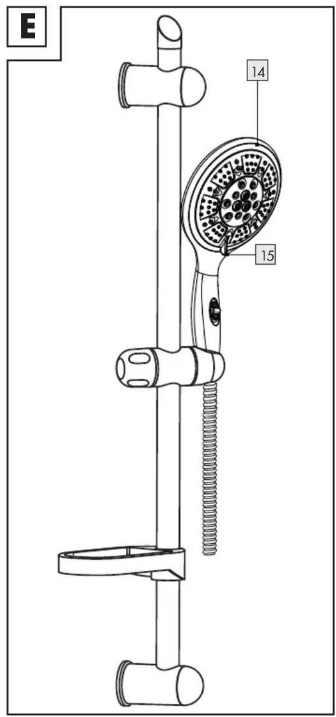 MIOMARE IAN 311421 - DOUCHETTE MULTIFONCTION AVEC BARRE DE DOUCHE - 19