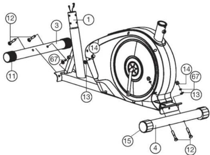 Christopeit CT 4 - Step 1: Attach the stabilizer (3 + 4) at main frame (1). - 1