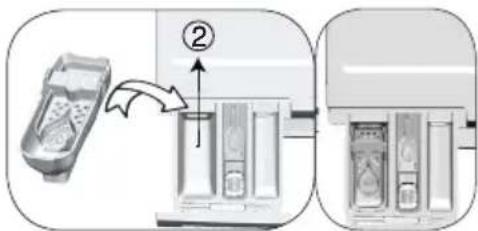 Diagram showing a printer's internal structure with labeled components and directional arrow, likely illustrating a printing or printing process.