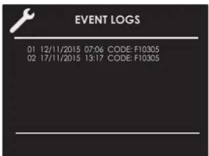 Fulgor Milano FCMO 4507 TM WH - Event Log - 1