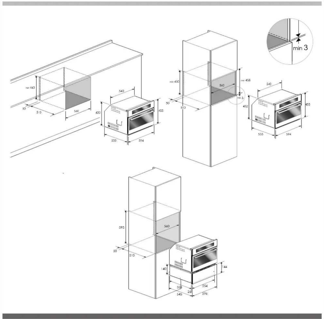 Fulgor Milano FCMO 4507 TM WH - Instalación del horno en la encimera - 1