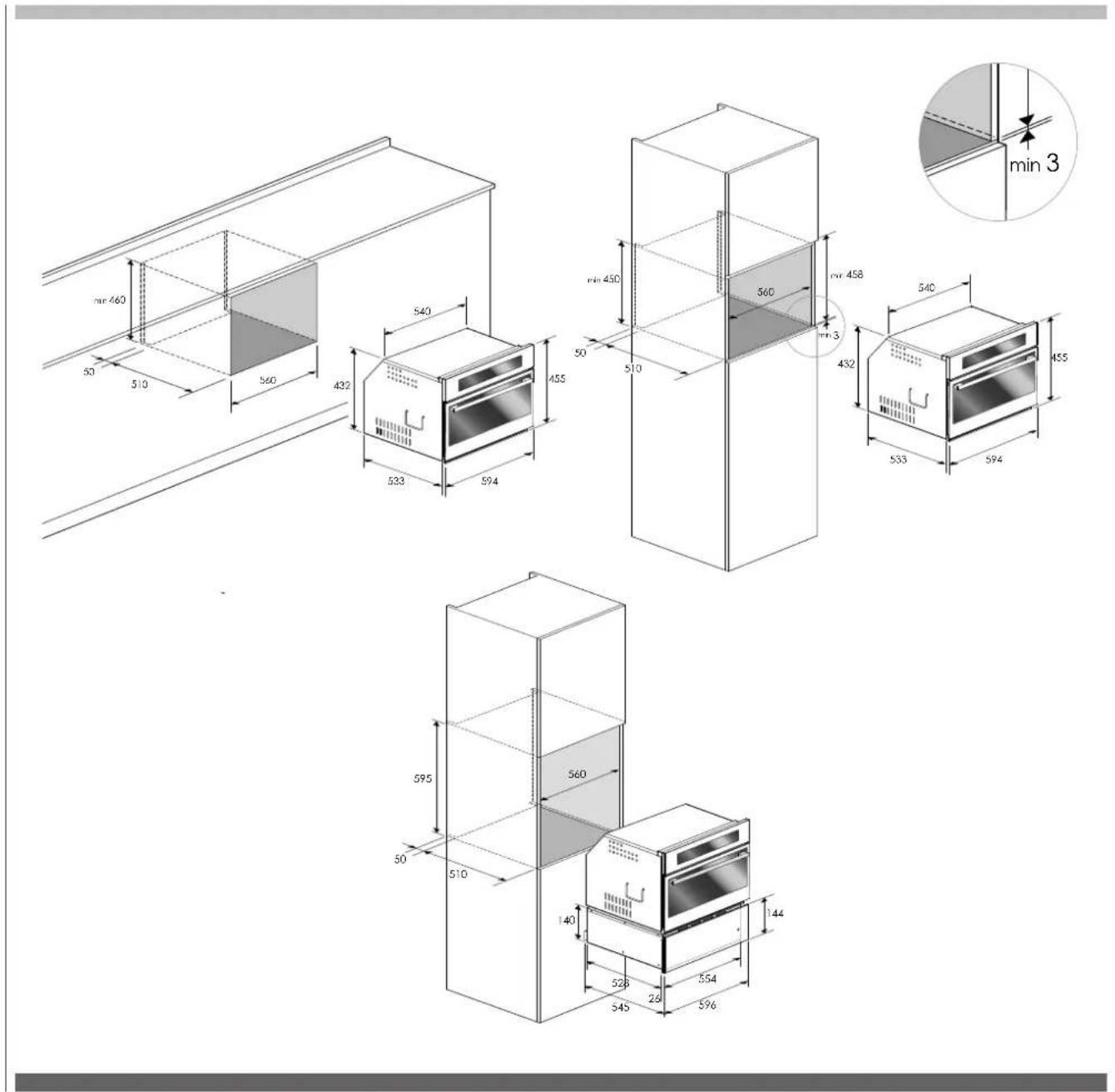 Fulgor Milano FCMO 4507 TM WH - Install the oven in the counter - 1