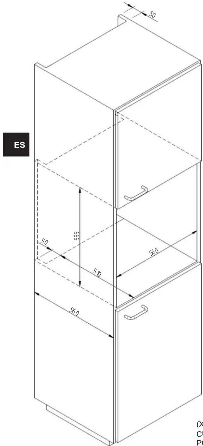 Fulgor Milano CWD 15 X - ESQUEMA DIMENSIONAL CAJÓN 145 EMPOTRADO 560 X 595 CON BODEGA DE 455 - 1
