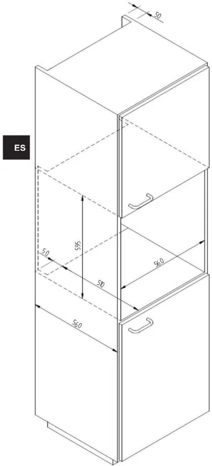 Fulgor Milano CWD 15 X - ESQUEMA DIMENSIONAL CAJÓN 145 EMPOTRADO 560 X 595 CON TV DE 451 - 1