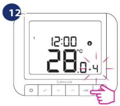 Salus RT 520 RF - Mode BOOST - dérogation horaire de la température de consigne (+ Hr) - 1