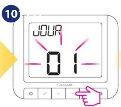 Salus RT 520 RF - Première séquence de mise sous tension et configuration - 11