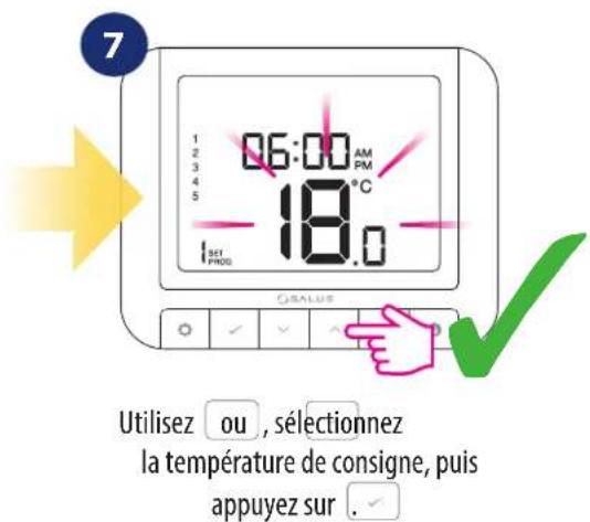 Salus RT 520 RF - Mode horaire - programmation horaire - 3