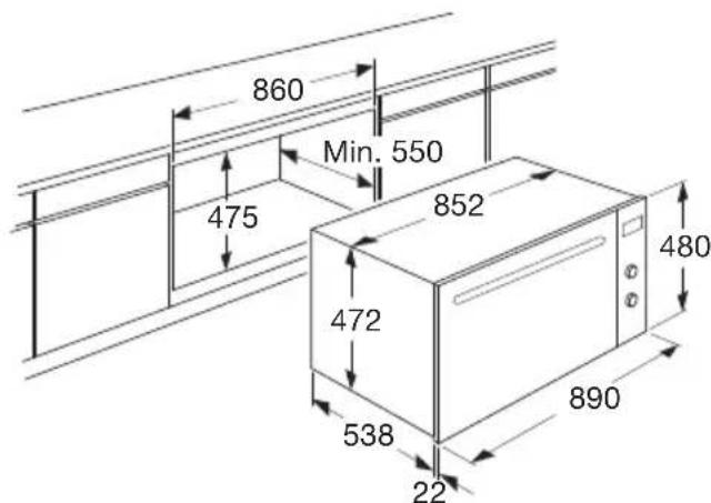 ETNA OM978RVS - Build-in dimensions - 1