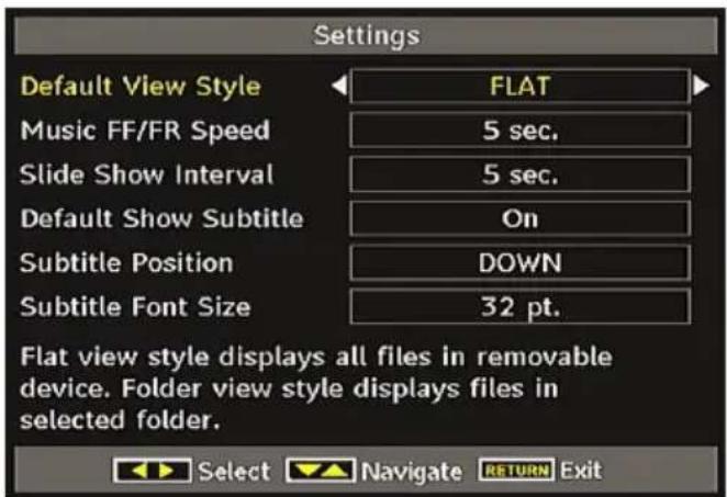 TECHWOOD VL47TV2011 - Media Browser Settings - 1