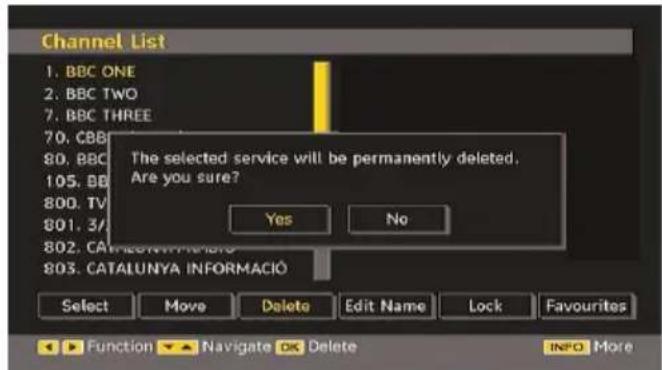TECHWOOD VL47TV2011 - Deleting the Channels in the Channel List - 1