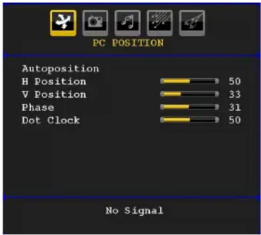 TECHWOOD VL47TV2011 - PC Position Menu - 1