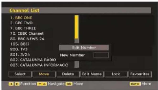 TECHWOOD VL47TV2011 - Moving the channels in the channel list - 1