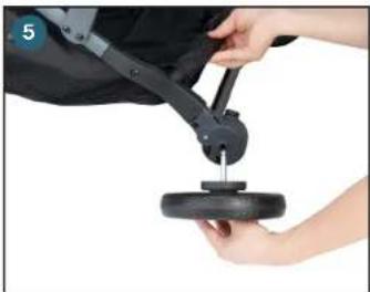 Joovy Kooper X2 - Instalación/desinstalación de las ruedas traseras - 1