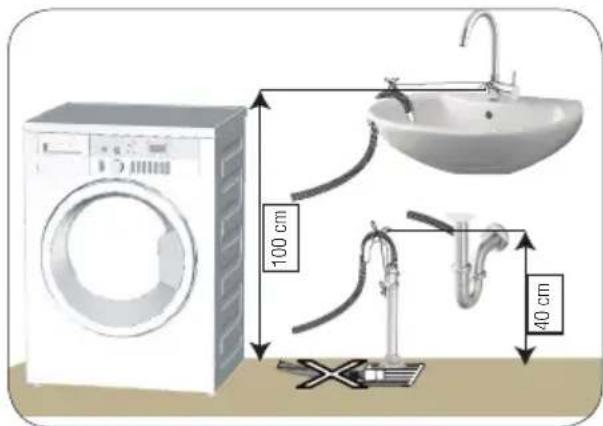 BEKO WTV 81483 CSB - De afvoerslang aansluten op de afvoer - 2