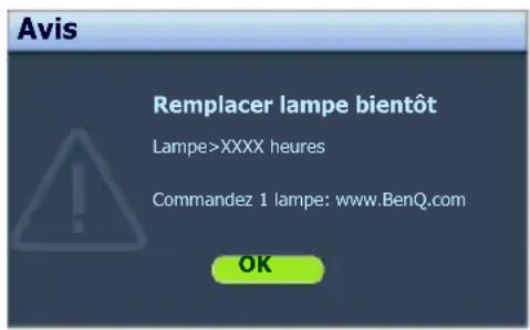 BENQ MW529 - Quand remplacer la lampe - 3