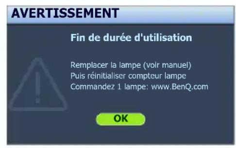 BENQ MW529 - Quand remplacer la lampe - 5