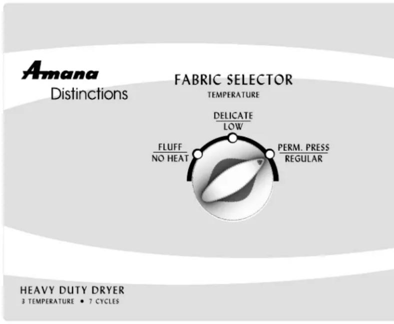 AMANA DLG231RAW - Auto Dry Casuals/Perm. Press (sechage automatique, coton infroissable) - 1