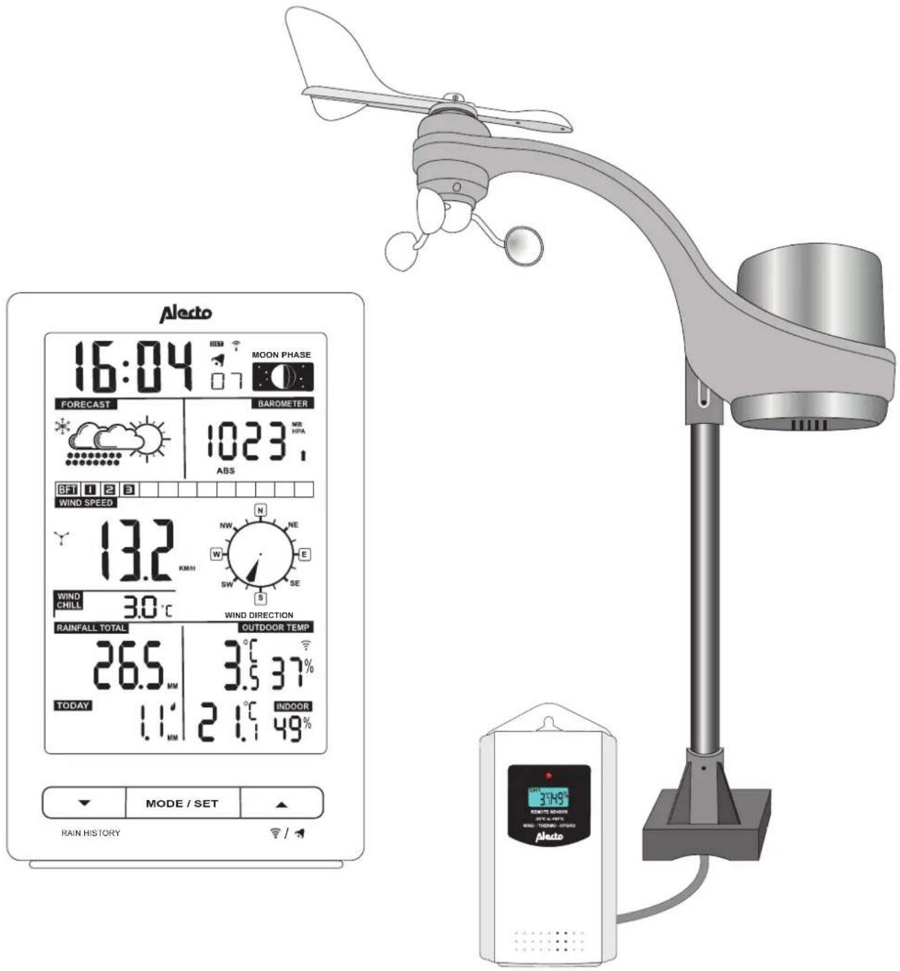 ALECTO WS3300 - Gebruiksaanwijzing Guide de l’utilisateur Bedienungsanleitung User Manual - 1
