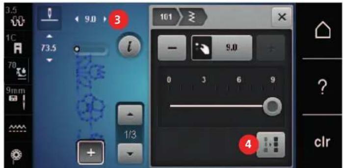 BERNINA 590 - Adapter la longueur et la largeur de motif de point - 4
