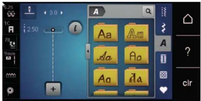 BERNINA 590 - Aperçu sur les alphabets - 1