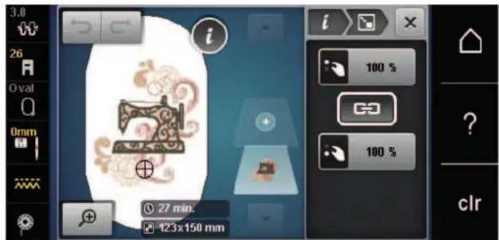 BERNINA 590 - Modifier la taille du motif de broderie de manière proportionnelle - 5