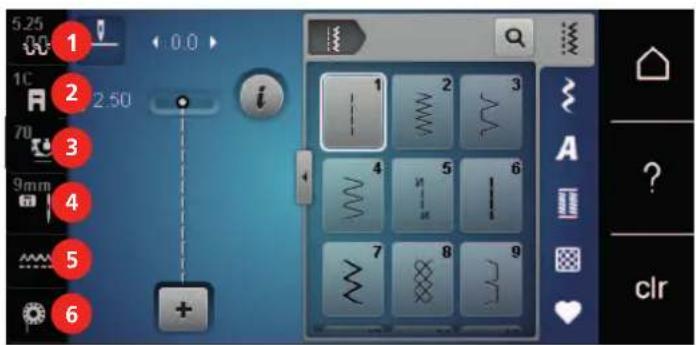BERNINA 590 - Aperçu de l'interface utilisateur - 1